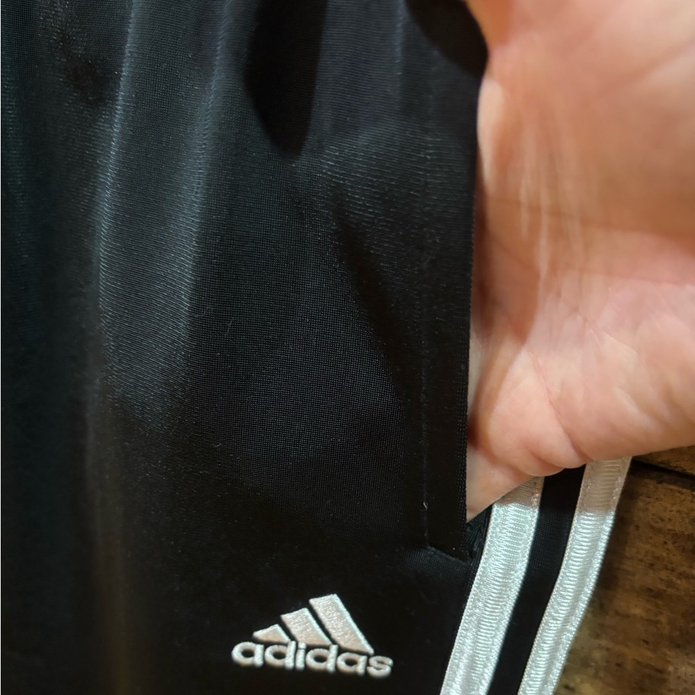 Adidas Kids Black Track Pants with White Stripes - Picture 3 of 5